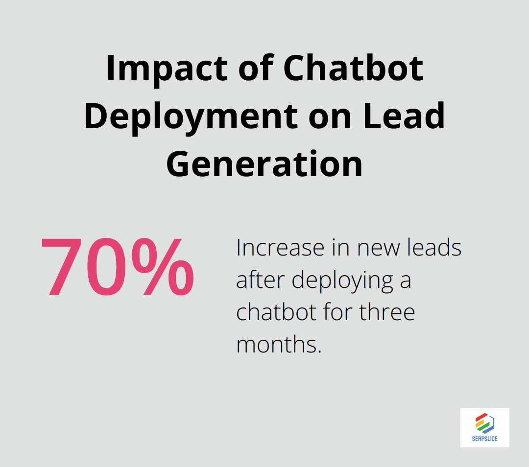 Chart showing a 70% increase in new leads after deploying a chatbot for three months - Chatbot marketing