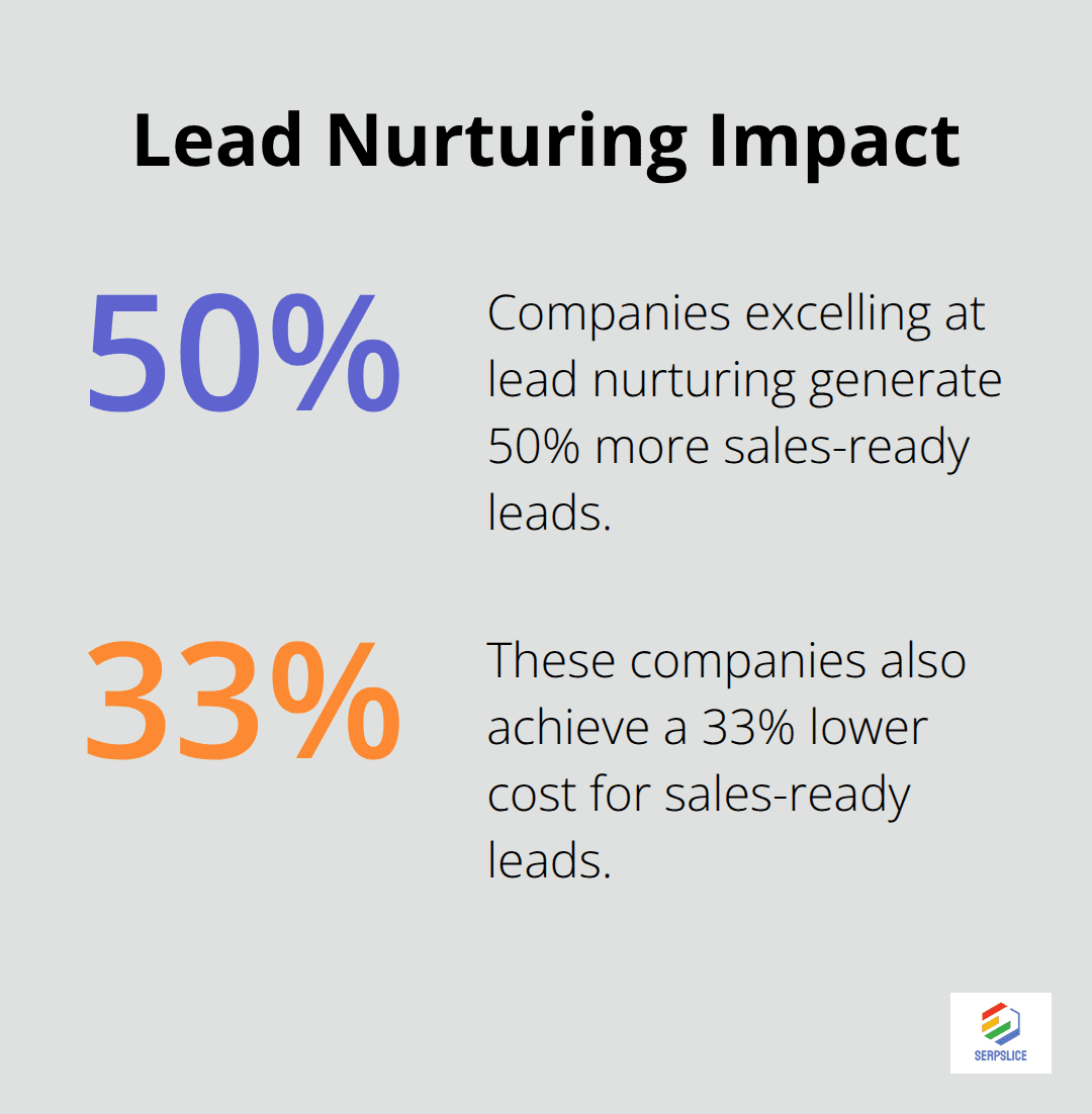 Chart showing companies excelling at lead nurturing generate 50% more sales-ready leads at 33% lower cost - Customer journey