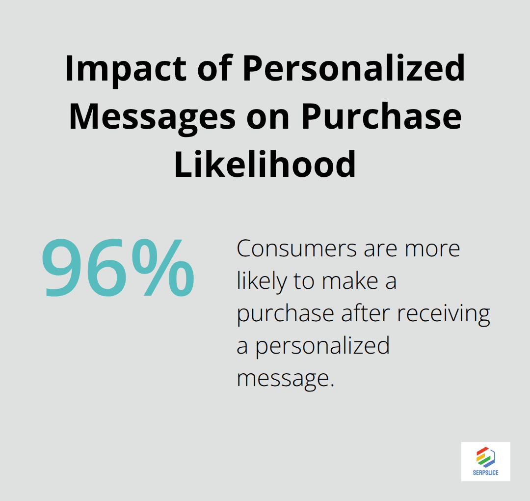 Chart showing that 96% of consumers are more likely to make a purchase after receiving a personalized message - Personalization engines