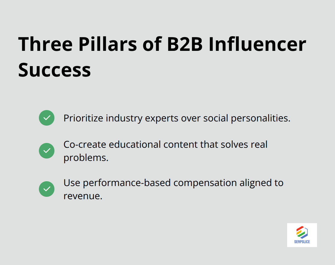 Checklist highlighting three core practices for effective B2B influencer marketing.